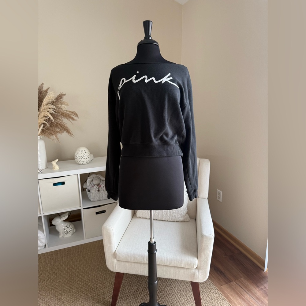 Black VS PINK Everyday Lounge Off The Shoulder Sweatshirt - XL
